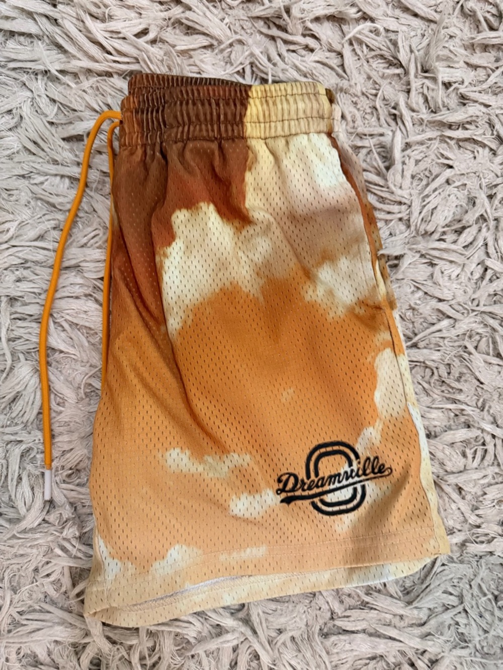 Dreamville Men’s Orange Tie-Dye Athletic Mesh Shorts